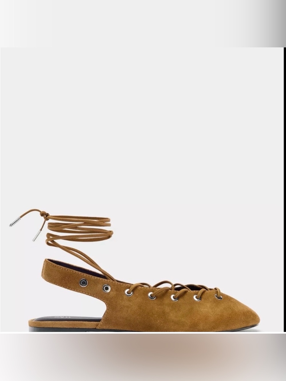 Zara suede tie sling back shoes